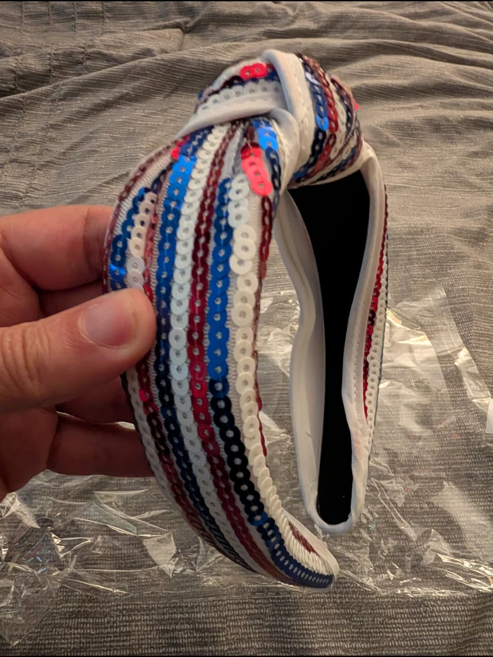 Sequin Top Knot 4th Of July Patriotic Headband NWT